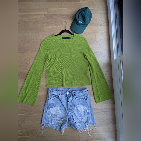 Lime Green Vero Moda flare sleeve light sweater - Picture 5 of 13